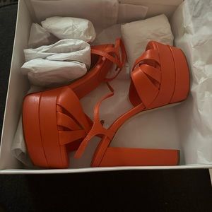 Schutz Keefa High Platform Flame Orange Size 9.5